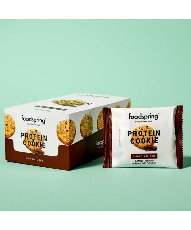 Foodspring Protein Cookie Chocolate Chip 12 x 50g | High Protein Low Sugar Fitness Biscuit | Delicious Healthy Snack - Buy Online on GoSupps.com