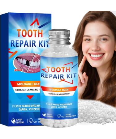 Moldable False Teeth Beads DIY Temporary Tooth Replacement Kit Suitable for Missing Broken and Chipped Tooth Repair Beads Thermoplastic Beads Make You Smile Confidently-Q1Q
