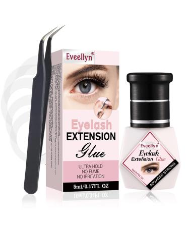 Eyelash Extension Glue No Fume Lash Extension Glue 2-4 Sec Drying time Retention - 8 Weeks Individual Lash Glue for Semi Permanent Extensions Professional Use Only 5ml Black
