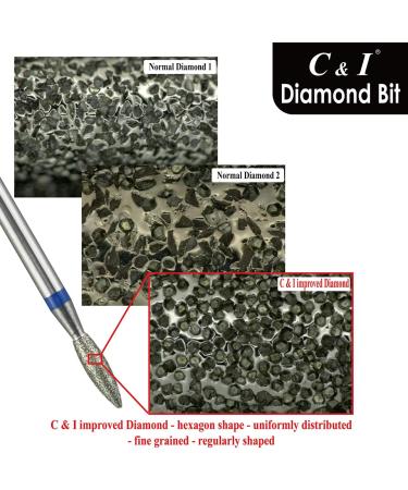 C & I Diamond Nail Drill Bit Flame Shape E-File Professional Cuticle Clean Drill Bit Improved Diamond Powder plus Tungsten Carbide Shank 3/32 (2.7 mm Fine -F) - Buy Online on GoSupps.com