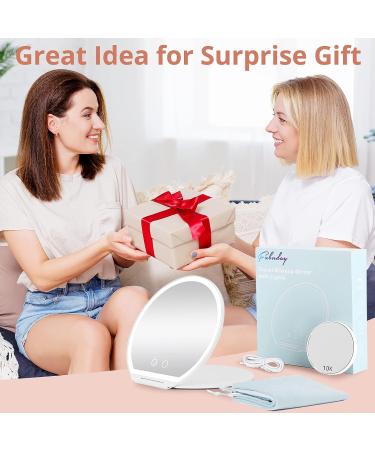 Fabuday Rechargeable Travel Makeup Mirror with Lights - Foldable & Lighted Cosmetic Mirror - 3 Color Lighting & Adjustable Brightness LEDs - Includes Bag - Buy Online on GoSupps.com