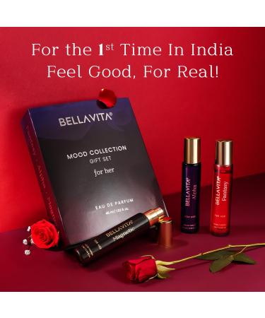 Bella'Vita Mood Collection Gift Set 3x15ML for Women | Alpha Fantasy & Magnetic EDP Liquid Perfume | with Pink Pepper Jasmine and Moss | Fruity Floral Long Lasting Fragrance Scent Women mood collection gift set - Buy Online on GoSupps.com