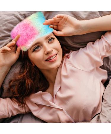 4 Pieces Plush Eye Mask Set - Soft Furry Rainbow Sleeping Blindfold for Women Kids & Teens - Comfortable Travel & Nap Accessories - Buy Online on GoSupps.com