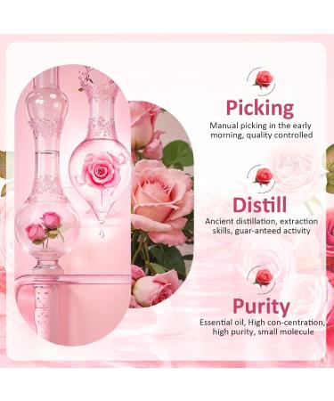 Rose Essential Oil Organic Rose Oil 100% Pure & Natural Cold Pressed Veganm for Face Skin Body Hair Hands for Skin Brightening Anti-Aging Anti-Wrinkle & Hydrating 60 ml - Buy Online on GoSupps.com