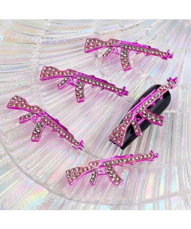 10pcs Pink Gun Nail Art Charms - 3D Metal AK Gun Rhinestones for Acrylic Nails | Kawaii Punk Nail Accessories - Buy Online on GoSupps.com