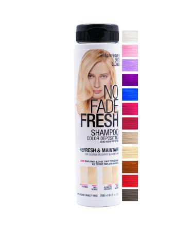 NO FADE FRESH Sunflower Bright Blonde Hair Color Depositing Shampoo with BondHeal Bond Rebuilder - Maintain & Refresh Blonde Color  Hair Color Toner - Sulfate  Paraben  and Ammonia Free 6.4 oz