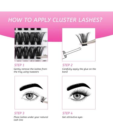 Fadlash 60D Cluster Eyelash Extensions - 200PCS DIY Single Eyelashes 0.07 C Curl 15-20mm for At-Home Application - Buy Online on GoSupps.com