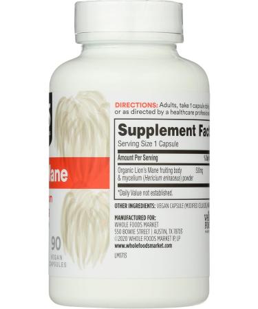 365 by Whole Foods Market Lion's Mane Mushroom 500mcg Vegan 90 Count 90 Count (Pack of 1) - Buy Online on GoSupps.com