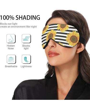 Sunflower Black Stripe Sleep Mask | Blindfold Blackout Cooling Eye Mask with Elastic Strip | for Men & Women | 1 Count - Buy Online on GoSupps.com
