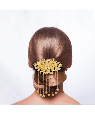 Lurrose Golden Hair Pin Chinese Wedding Decor Decor 1pc Gold Bridal Hair Comb Bridal Hair Piece Chinese Style Hairpin Tassel Hair Accessories for Party Bridal Hair Bridal Hair Clip - Buy Online on GoSupps.com