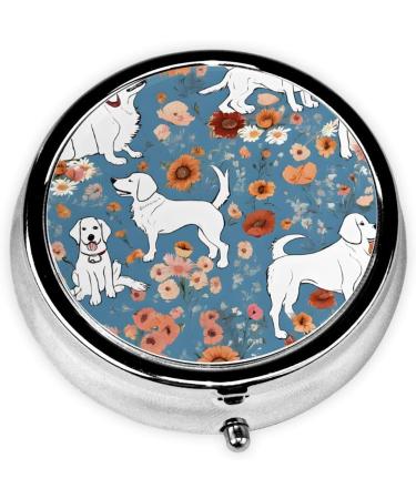 Sweet Basset Hound Florals Round Pill Box | 3 Compartment Mini Portable Travel Organizer | Decorative Pocket Purse Medicine & Vitamin Holder - Buy Online on GoSupps.com