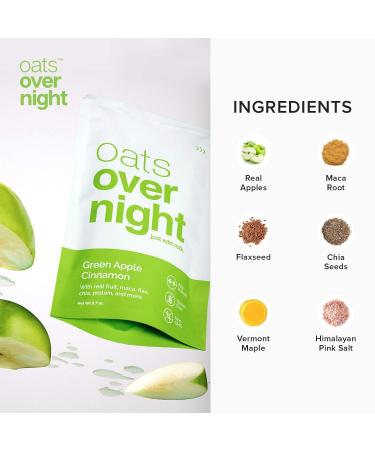 Oats Overnight Green Apple Cinnamon High Protein Shake - Gluten-Free, High Fiber, Non-GMO Oatmeal - 2.7oz per Meal (8 Pack) - Buy Online on GoSupps.com