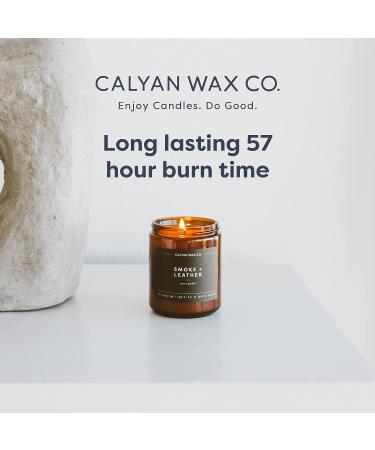 Calyan Cedar & Tobacco Scented Soy Wax Candle | 7.2 oz | 57 Hour Burn | Aromatherapy Gift in Amber Glass Jar - Buy Online on GoSupps.com