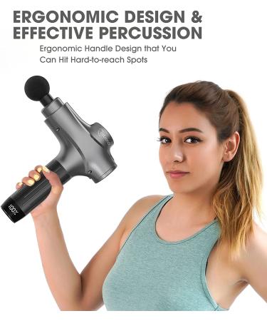 Deep Tissue Percussion Massage Gun for Athletes - 30 Speed Handheld Massager for Pain Relief - Grey - Buy Online on GoSupps.com
