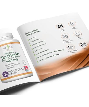 Organic Turmeric Curcumin 1440mg - 180 Vegan Capsules with Black Pepper & Ginger - Buy Online on GoSupps.com