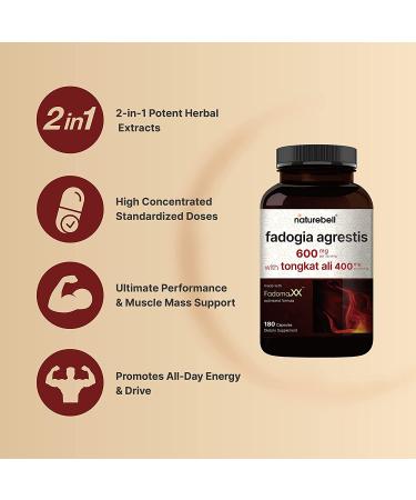 Fadogia Agrestis 600mg with Tongkat Ali 400mg | 180 Capsules | Enhanced Bioavailability | 20:1 Extract | Longjack - 90 Servings - Buy Online on GoSupps.com