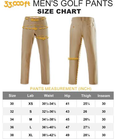 Men's Golf Pants 5-Pocket Classic-Fit Stretch Lightweight UPF 50+ Hiking Pants - Light Khaki 32W x 30L - Buy Online on GoSupps.com
