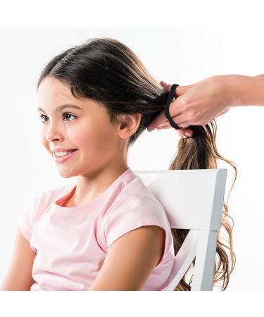 100 Pieces Seamless Cotton Hair Ties for Thick Hair - Elastic Ponytail Holders & Headbands - No Kinking Hair Accessories (Black) - Buy Online on GoSupps.com