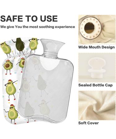 Naanle Dancing Avocado Hot Water Bottle 2L - Large Transparent Heat & Cold Therapy for Pain Relief | Perfect Bed Warmer for Hands & Feet - Buy Online on GoSupps.com