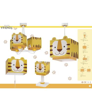 Dalber Children's Wall Lamp - Little Tiger Animal Design Yellow - E27 - Ideal for Kids' Rooms - 64568 - Buy Online on GoSupps.com