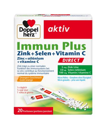 Doppelherz Immun Plus Direct - Zinc, Selenium and Vitamin C Contribute to Normal Immune System Function - 20 Bags