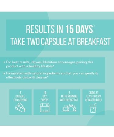Havasu Nutrition Colon Cleanse - 15 Day Fast-Acting Detox & Weight Loss | Natural Laxative for Constipation & Bloating Relief | 30 Veggie Caps - Buy Online on GoSupps.com