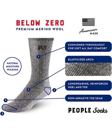 People Socks Merino Wool Crew Socks 4-Pack - Arch Support, Made in USA - Large 71% Premium Blend - Charcoal Black, Navy, Brown (2x Large, 2x Large 2) - Men's Women's - Buy Online on GoSupps.com