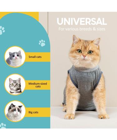 Avont Cat Recovery Suit 2 Pieces - Leak Protection for Abdominal Wounds Skin Diseases & Post-Op Recovery Large Dark/Light Gray - Buy Online on GoSupps.com