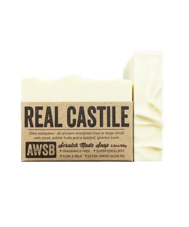 Real Castile Bar Soap  made with 100% Organic Olive Oil  All Natural  Vegan  for Super Sensitive Skin  Handmade by A Wild Soap Bar (1 pack)