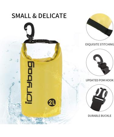 IDRYBAG Clear Waterproof Dry Bag 2L - Lightweight Floating Dry Sack for Water Sports - Yellow - Buy Online on GoSupps.com