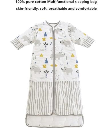 Chilsuessy Baby Sleeping Bag 3.5 Tog | Winter Wearable Blanket for Kids |Adjustable Length & Removable Sleeves | Toddler Sleeping Bag 3-6 Years | Cute Rhinoceros Design - Buy Online on GoSupps.com