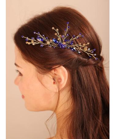 Kercisbeauty Blue Crystal Hair Piece for Wedding Brides - Handmade Bohemian Hair Accessory - Buy Online on GoSupps.com