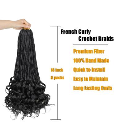 Vustbeauty French Curl Crochet Braids 18 Inch 8 Packs | Pre Looped Goddess Box Braids Spanish Curls | Wavy Crochet Hair for Black Women (18inch 1b) - Buy Online on GoSupps.com