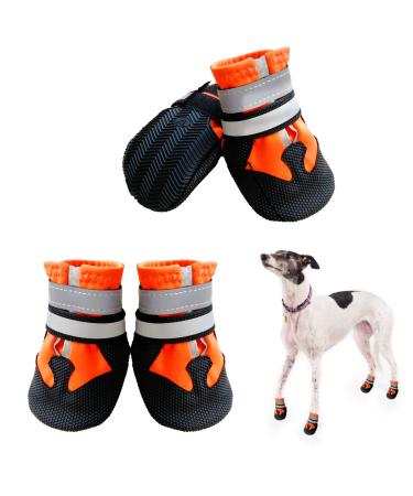 Neuwee Dog shoes 4-Set Waterproof dog shoes Anti-slip dog depth with reflective straps rain shoes dog boots Paw protection for small medium-sized large dogs (m orange) m orange