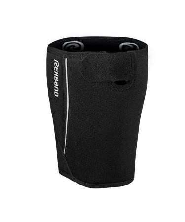 Rehband thigh bandage with Velcro fastener XS-XXL thigh support 5mm neoprene 1x bandage thigh muscle fiber tear & strain thigh compression color: black size: m m black-1 piece