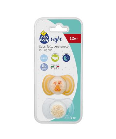 Neobaby Light Pacifier Set - Anatomical Silicone Glow in the Dark 12 Months+ 2 Pack - Orange | International Shipping - Buy Online on GoSupps.com