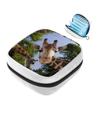 GIAPB Sanitary Napkin Storage Bag Period Bag Tampon Bag Makeup Bag Pad Pouch Forest Giraffe Jungle Animal Color2987