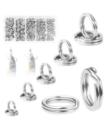 250 pcs fishing gap rings double snap ring fishing bait ring stainless steel gap rings fish bait ring fishing stainless steel gap rings for fishing accessories fishing hook bait bait 5/6/7/8/9mm