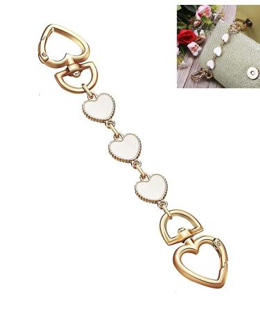 SONGKISSZQ Purse Strap Extender,Bag Extender Chain,Purse Chain Extender for Purse Handbags Shoulder Bag(White Heart) heart white