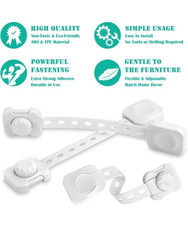 Betertek Cabinet Locks Child Safety Refrigerator Lock Drawer Locks Baby Proof Fridge Lock Kids Safety Latches Strap Locks (10 pack) for Dresser  Toilet Seat  Oven  Dishwasher  with Extra Adhesive - Buy Online on GoSupps.com