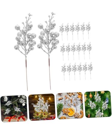 Artibetter 20pcs the fruit wreath artificial decorate Christmas Tree Decor berries christmas tree branch crafts Christmas Tree Decorations flower arrangement artificial xmas berry stem Silver 19X5X5CM - Buy Online on GoSupps.com