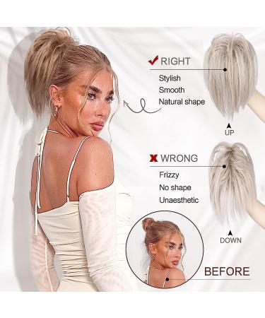 PORSMEER 10 Inch Claw Clip Ponytail Hair Extension in Silver Blonde - Messy Bun Chignon Updo for Women and Girls - Buy Online on GoSupps.com