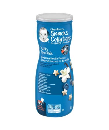 GERBER PUFFS Blueberry & Vanilla Baby Snacks Cereal Snack 8+ months 42 g 6 Pack Blueberry Vanilla