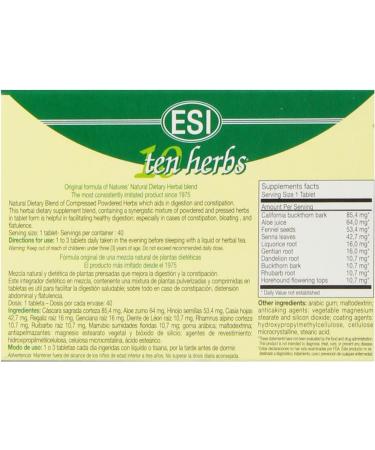 ESI Ten Herbs Original Formula 40 Tablets - Natural Herbal Supplement - Buy Online on GoSupps.com