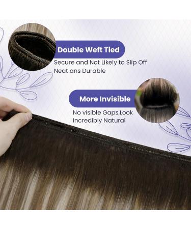 LAAVOO Weave Weft Real Hair Extensions - Balayage Blond Dark Brown Light Brown 45cm Tress Extensions for Sewing - 100g #3/8/24 - Buy Online on GoSupps.com