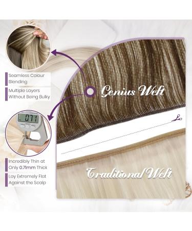 LAAVOO Virgin Brown Balayage Real Hair Extensions - 55cm Ombre Tresses for Sewing | Dark Brown & Light Brown | 25g - Buy Online on GoSupps.com