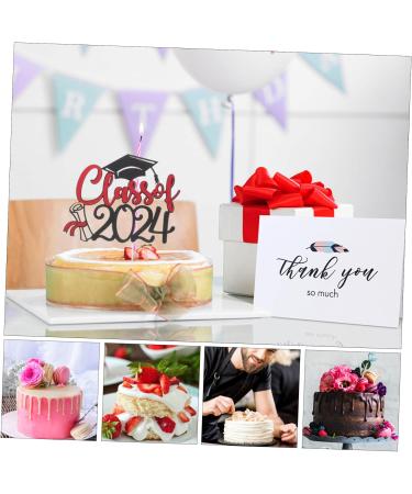 Warmhm 10 Sets Cake Insert Decor Party Supplies Graduation Cake Toppers Graduation Cupcake Topper Cake Picks Grad Cupcake Toppers European and American Plug-in Red Paper Redx2pcs 16.00X13.00X0.10CMx2pcs - Buy Online on GoSupps.com