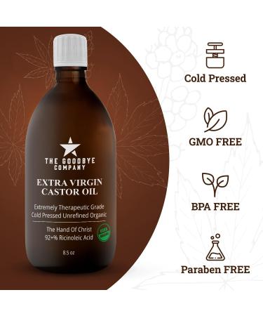 Organic Cold-Pressed Castor Oil 8oz - 100% Natural for Hair Growth & Skin Moisturizing - USDA Certified, Hexane & BPA Free - Buy Online on GoSupps.com
