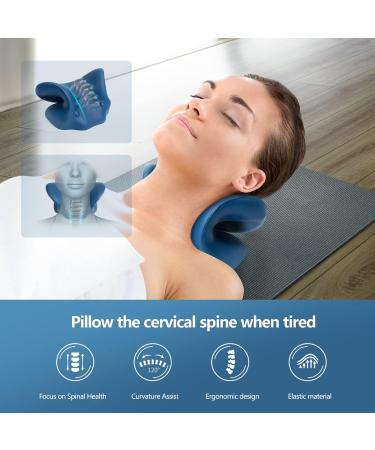 Neck Stretcher for Neck Pain Relief Neck and Shoulder Relaxer Cervical Traction Device Pillow for Muscle Relax and TMJ Pain Relief Cervical Spine Alignment Chiropractic Pillow (Dark Blue) - Buy Online on GoSupps.com