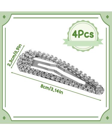 4PCS Silver Rhinestone Snap Hair Clips for Women - Shining Metal Hair Clips - Buy Online on GoSupps.com